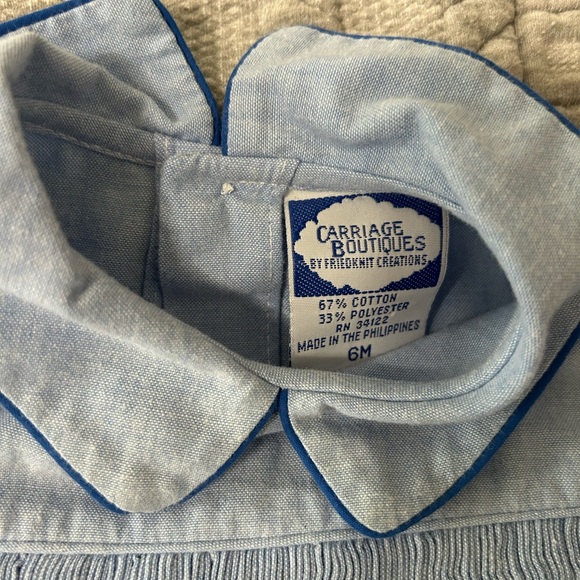 Carriage Boutique Light Blue Baby Romper with Collar - Picture 2 of 4